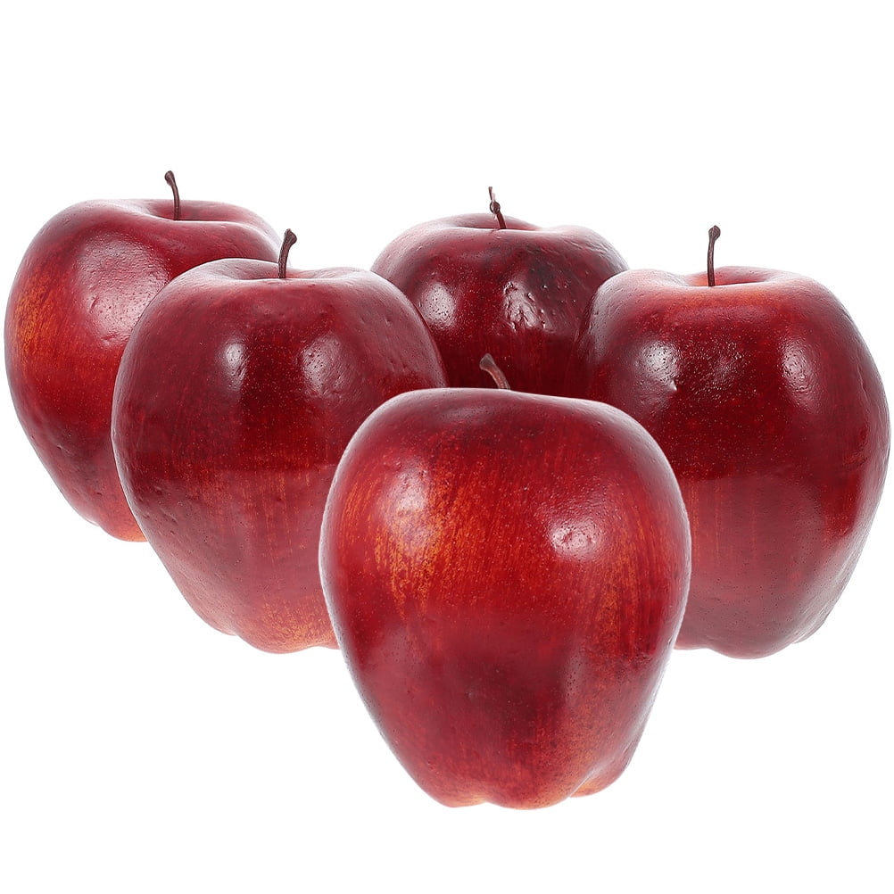 5pcs Artificial Red Delicious Apples Decors Lifelike Fake Red Delicious Apples
