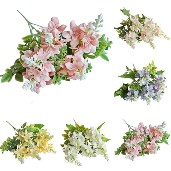 5pcs Artificial Wisteria Flower Bouquet, 12.6-inch White Wisteria, Realistic Indoor Decor for Home, Office, and Centerpieces, 5 Colors