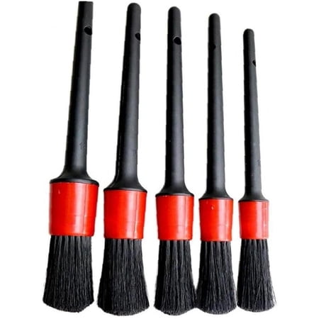 5pcs Auto Detailing Brush Car Cleaner Brush for Cleaning Dashboard Air Outlet Natural Boar Hair