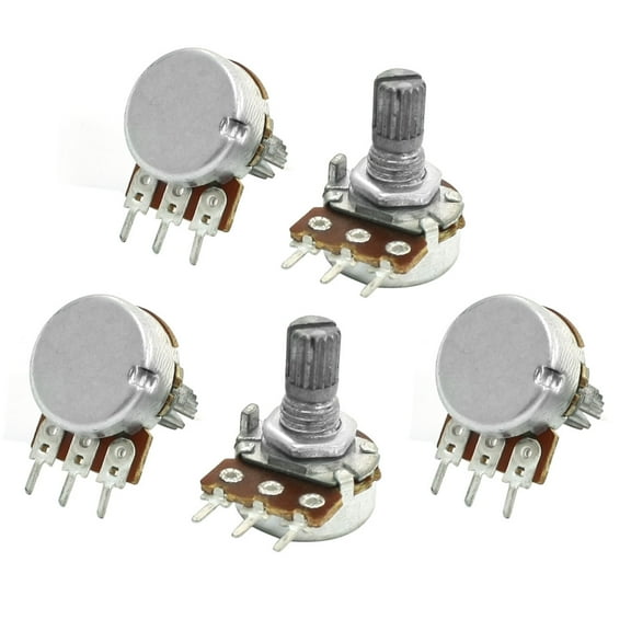 5pcs B500K 500K ohm Split Knurled Shaft Single Linear Pot Potentiometer