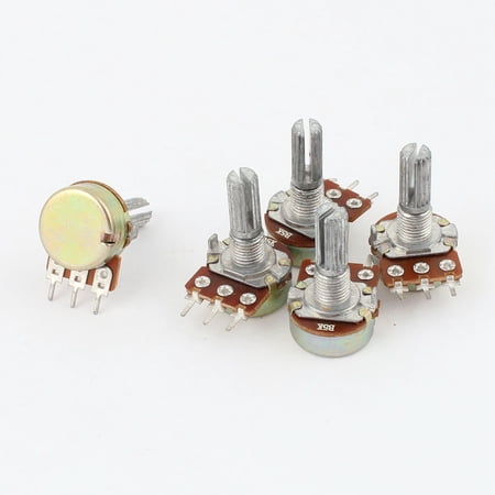5pcs B5K 5K Ohm 3 Terminals Rotary Audio Single Linear Taper Potentiometer Pot