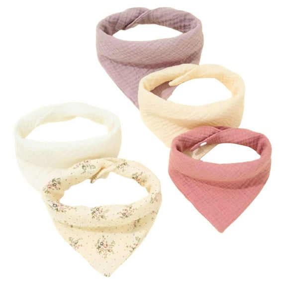 5pcs Baby Bibs Cotton Burp Cloth Triangle Drooling Bib for Infants Unisex Teething Bibs Product Shower Gift