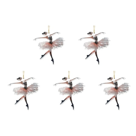 5pcs Ballet Girl Pendant for Christmas Tree Acrylic Decoration Dance Lover Gift