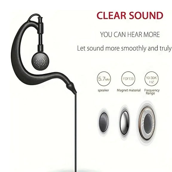 5pcs Bao Feng 5RX, BF-888S, BF-88A Compatible Walkie-Talkie Headsets with Microphone - Wired Acoustic Tube Design for Noise Reduction, USB Powered