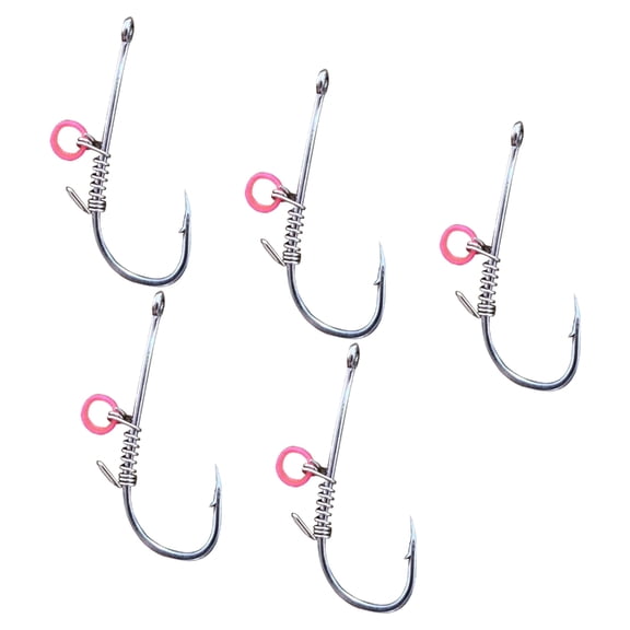 5pcs Barbed Fishing Hooks with Holes Live Shrimp Fixed Hook for Bass