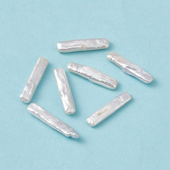 5pcs Baroque Keshi Pearl Beads Rectangle Seashell color 23~25x5~5.5x3.5~4mm Hole: 0.7mm