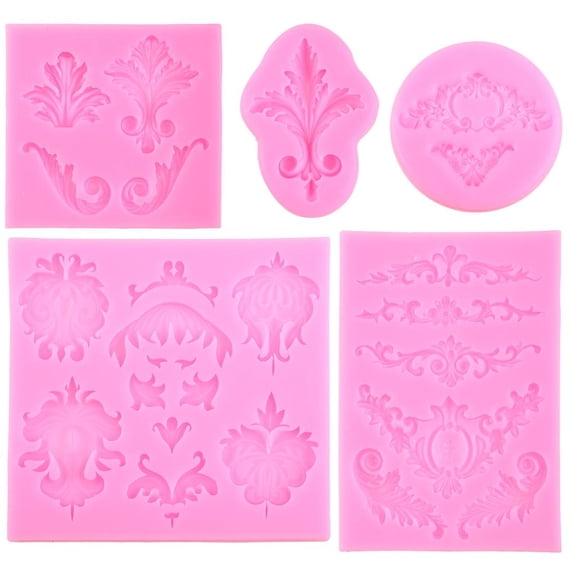 5pcs Baroque Style Lace Fondant Silicone Mold for Cake Cupcake Jewelry Decor