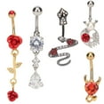 5pcs Belly Button Rings Stylish Shiny Rhinestone Stainless Steel Belly Button Piercing Jewelry