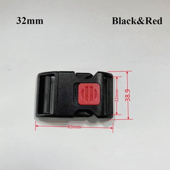 5pcs Black Outdoor Tool Adjustable Safety Buckles Plastic Backpack Parts Curved Buckle Lock Bracelet Woven Buckle Side Release Buckles Paracord Bracelet Buckle BLACK&RED 32MM