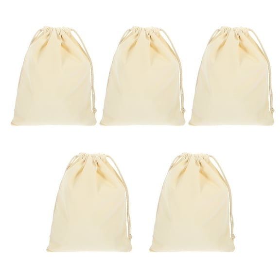 FONDOTIN Set of 5 Cotton Drawstring Bags for Storage, Crafts, Packaging, and Multifunctional Use