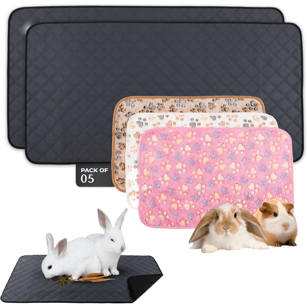 5pcs Blankets Super Soft Fluffy, Premium Fleece Pet Blanket Throw, Bunny Cage Mats for Dog Cat Rabbit Guinea Pig