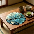 thumbnail image 1 of 5pcs Blue Gold Ginkgo Leaf Washable Heat-Resistant Placemats, Anti-Scald Premium Fabric, Elegant Leaf Emboss Craft, Decorative Table Mat for Formal Dinner Setting & Daily Household Dining Use, 1 of 7