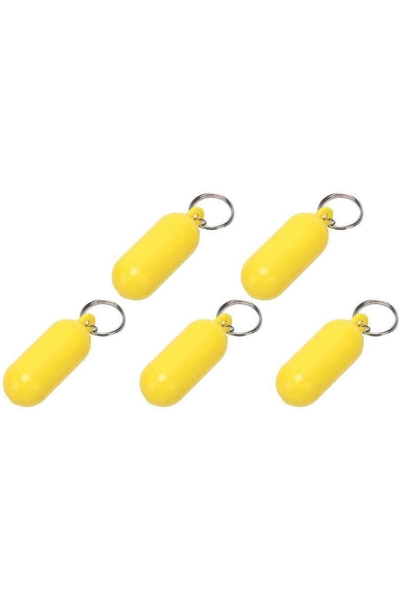 5pcs Boat Floating Keychains 2.68x0.98in Yellow Buoy Float Key Pendant Oval Shape Plastic Floating Key Ring, Water Sport Accessory for Boating Surfing Rowing Fishing Outdoor Sports