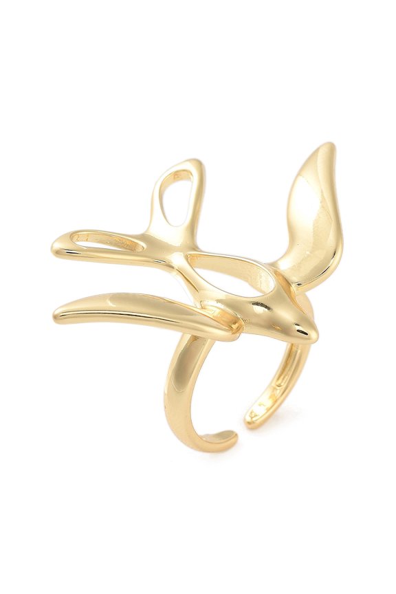 5pcs Brass Bird Open Cuff Ring for Women golden Adjustable