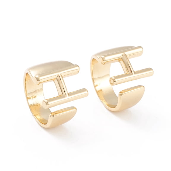 5pcs Brass Cuff Rings Open Rings Long-Lasting golden Letter.H Size 6 17mm