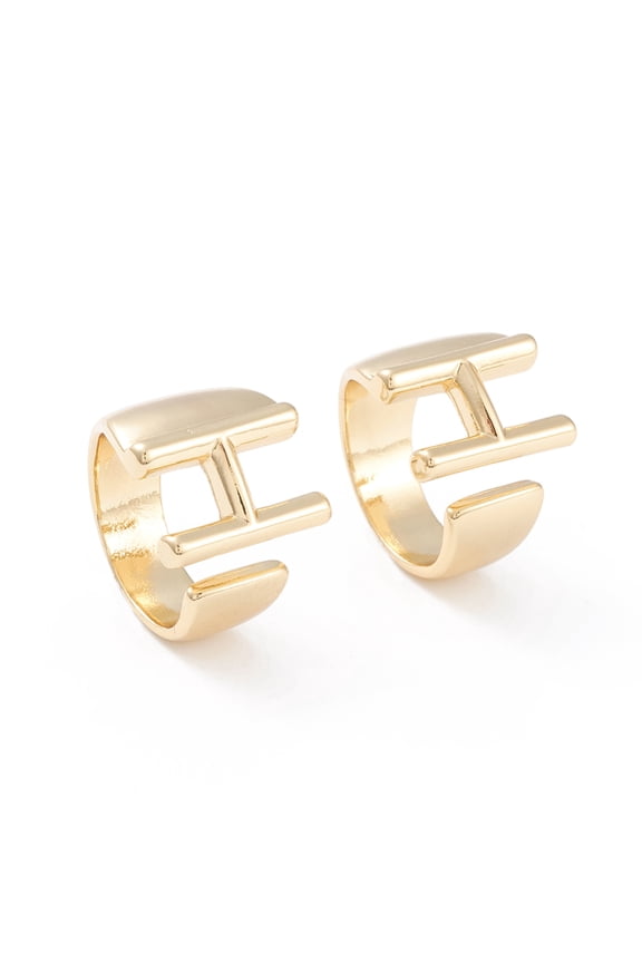 5pcs Brass Cuff Rings Open Rings Long-Lasting golden Letter.H Size 6 17mm