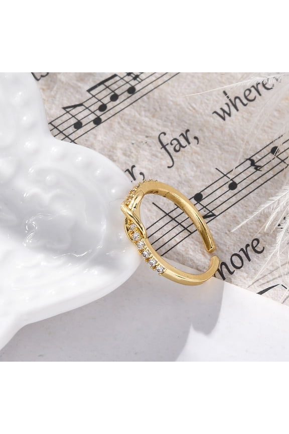 5pcs Brass Micro Pave Clear Cubic Zirconia Cuff Finger Rings Infinity Rings for Women Long-Lasting Plated Rack Plating Lead Free & Cadmium Free Real 18K golden Plated Adjustable 4mm