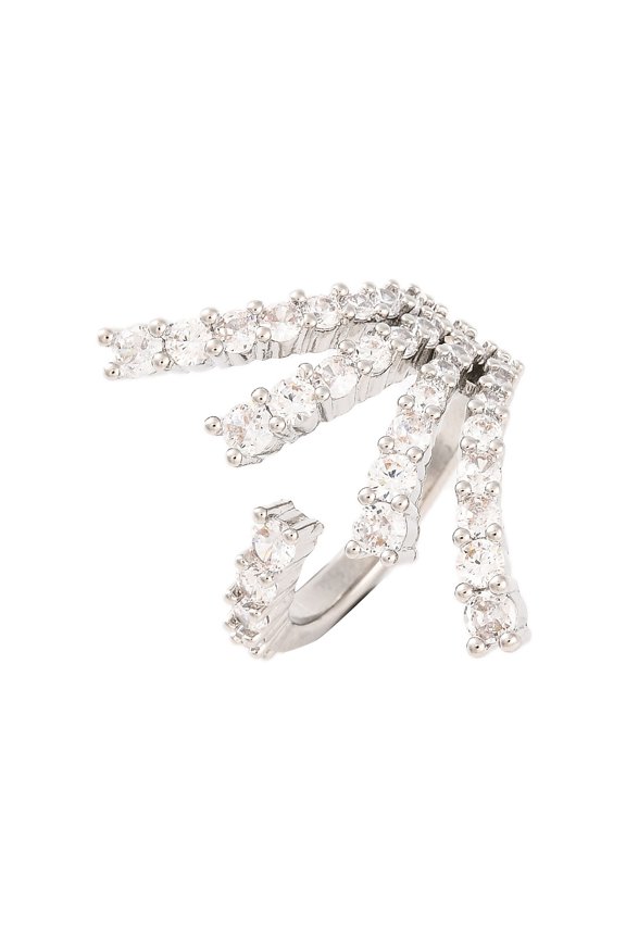 5pcs Brass Micro Pave Clear Cubic Zirconia Open Cuff Rings for Women Lead Free & Cadmium Free Inner Diameter: 17.5mm