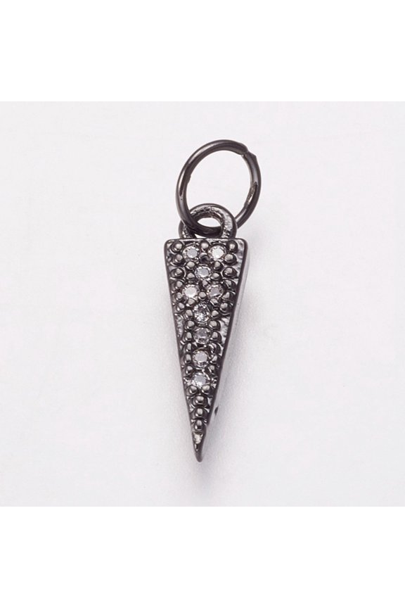 5pcs Brass Micro Pave Cubic Zirconia Triangle Clear Gunmetal 13.5x4x2mm Hole: 3.5mm