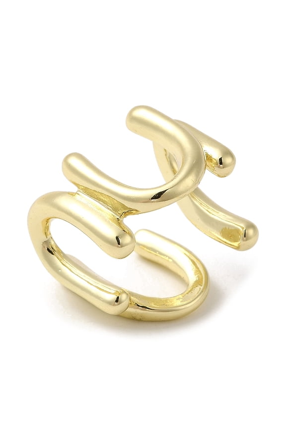 5pcs Brass Open Cuff Rings Arch Wide Band Ring for Women golden 19mm Inner Diameter: 17mm