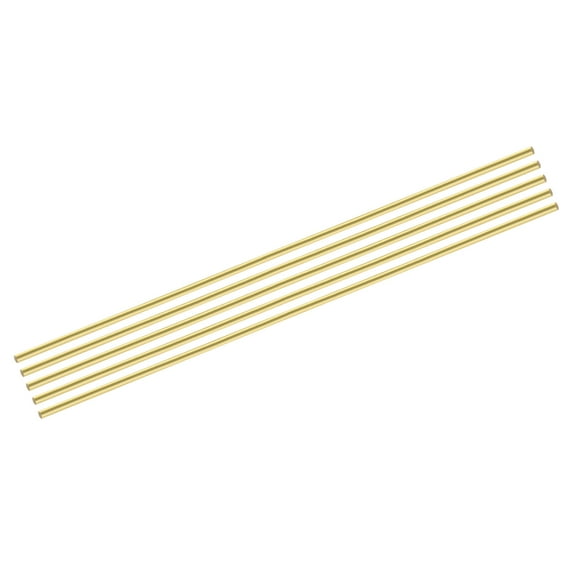 Uxcell 5Pcs Brass Rods 0.2 x 15.75" Brass Solid Round Stock Lathe Bar for Knife Handles Pin DIY Craft Model Plane