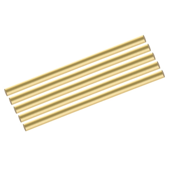 Uxcell 5Pcs Brass Rods 0.37 x 7.87" Brass Solid Round Stock Lathe Bar for Knife Handles Pin DIY Craft Model Plane