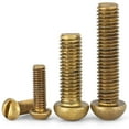 thumbnail image 1 of (5pcs) Brass Word Slotted Round Head Screws, M5x10mm, 1 of 4
