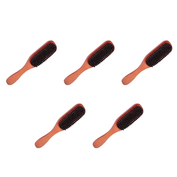 Hair Brush, Black Bristle, Wooden Handle, Detangles and Massages, Salon and Home Use, 5Pcs