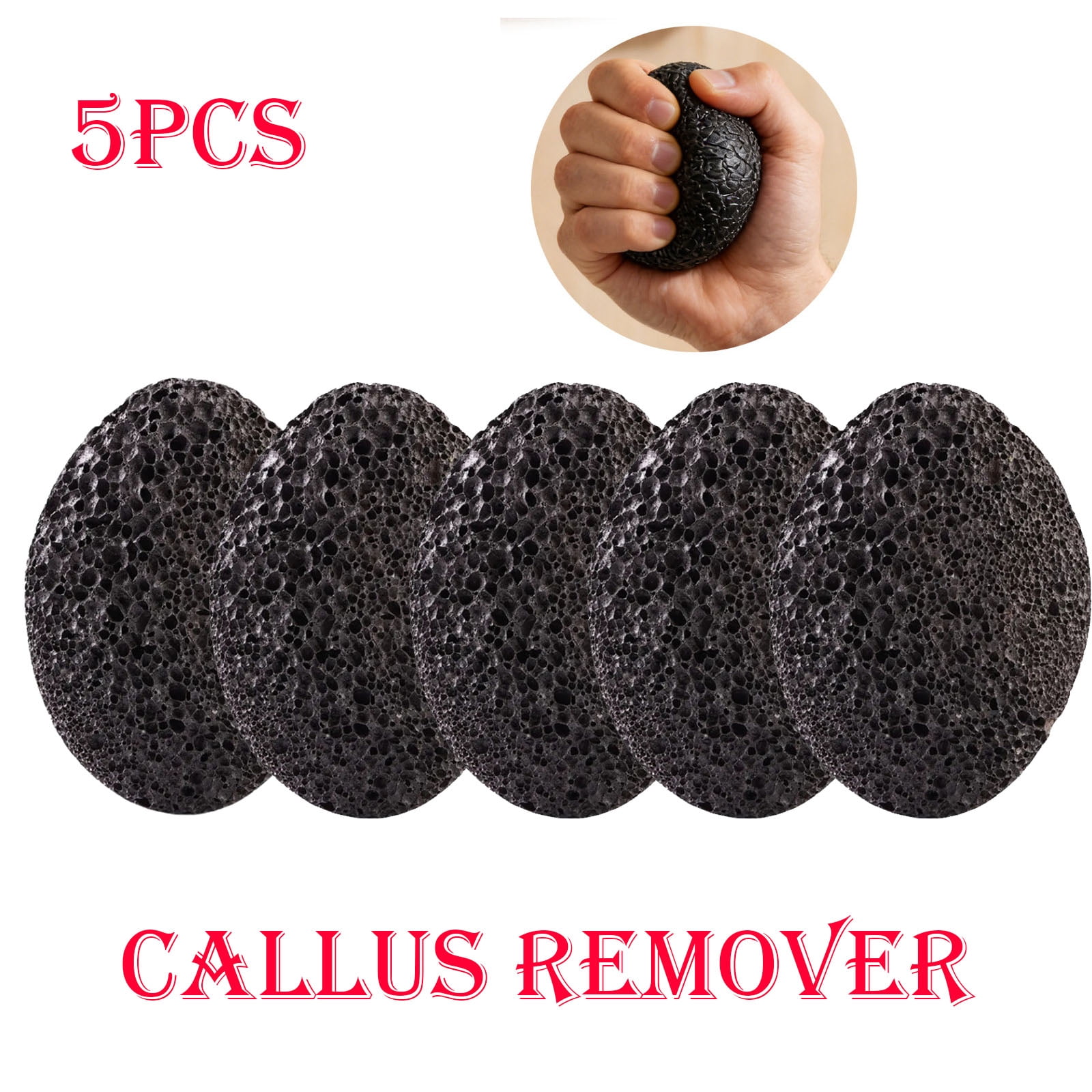 5pcs Callus Remover & Exfoliator for Feet and Hands - Hard Skin Scrubber Pumice Tool for Smooth Heels and Palms(Black)