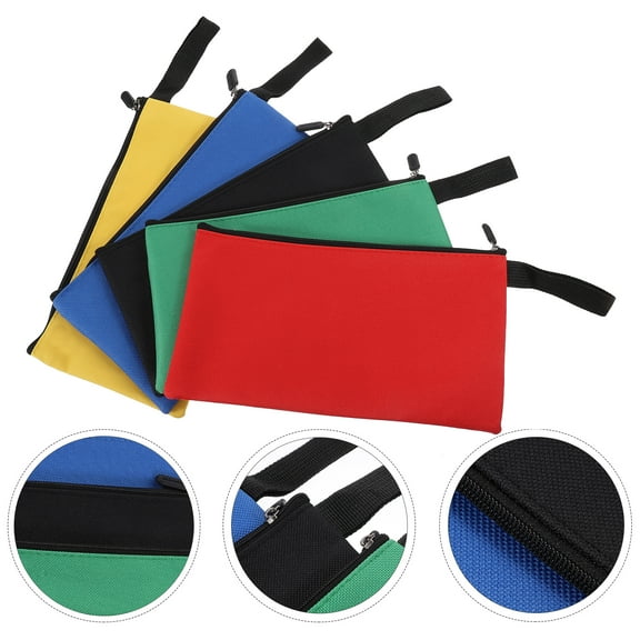 5pcs Canvas Zipper Bag, Tool Pouch, Utility Pouch, Heavy Duty Storage Organizer