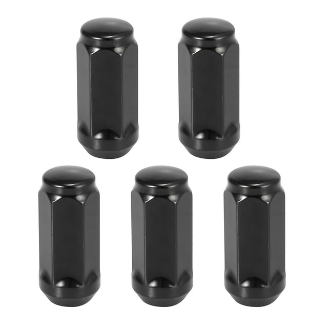 5pcs Car Black M14x2.0 Wheel Tire Lug Nuts Bulge Acorn Cone Seat Closed