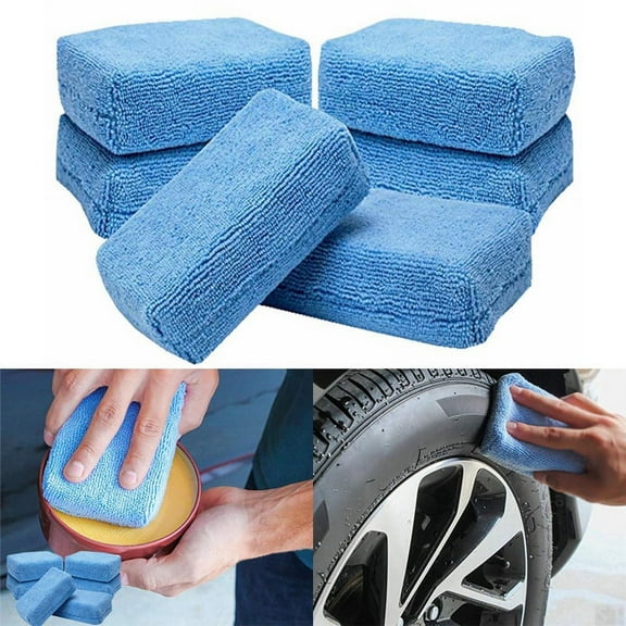 5pcs Car Microfiber Applicators Sponges Cloths Microfibre Hand Wax Polishing Pad