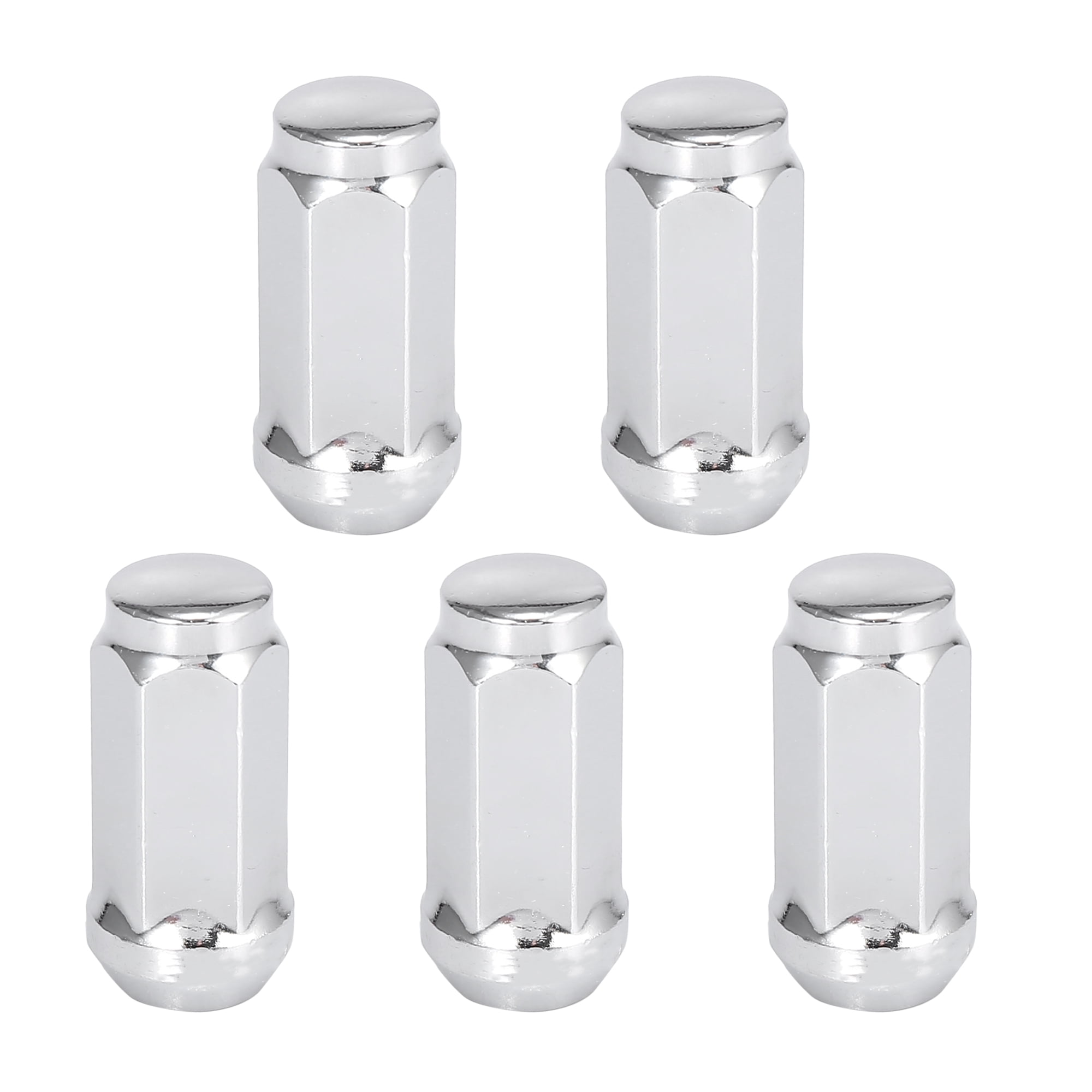 5pcs Car Silver Tone M14x2.0 Wheel Tire Lug Nuts Bulge Acorn Cone Seat Closed End 1.9" Long 3/4" Hex