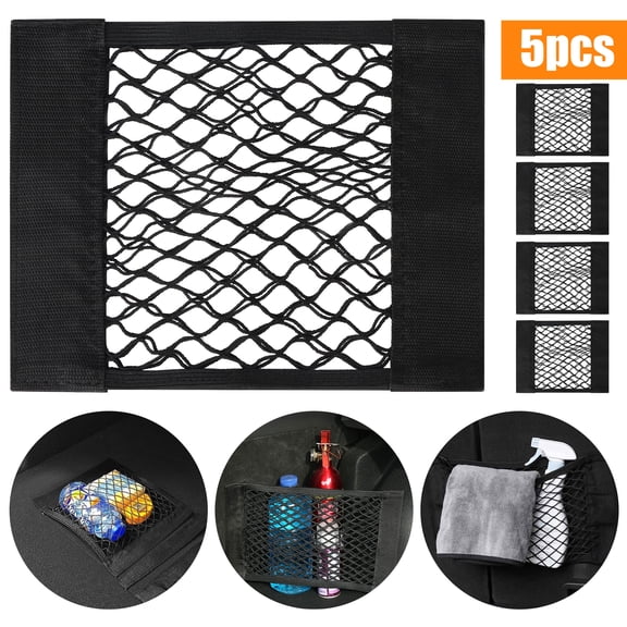 5pcs Cargo Net Car Storage Net, EEEkit Stretchable Mesh Pocket Net Storage Mesh Net for Car Truck, 12 x 10''