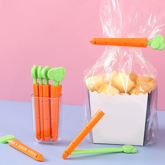 5pcs Carrot Shape Plastic Sealing Clips For Food And Snack Bag, Food Sealing Clips With Storage Box