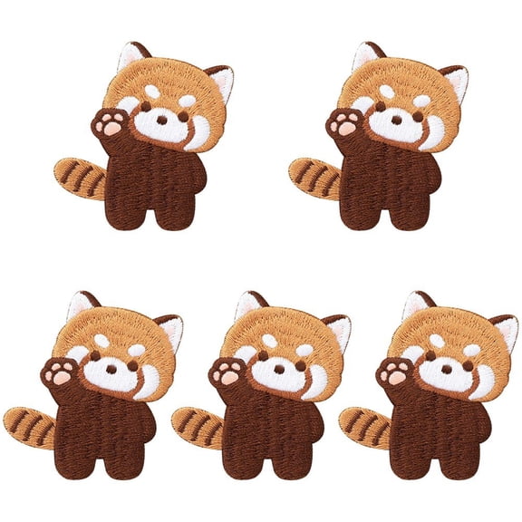 5pcs Cartoon Raccoon Patches, Raccoon Embroidery Patch, Self-Adhesive Patch No Ironing Patch for Repair T-Shirt Jeans Shoes Hat Coat Bag