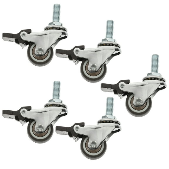 5pcs Castor Wheels Heavy Duty Tpr Swivel Caster Wheels with Brake for Furniture Chair Trolley Wheels 1 Inch