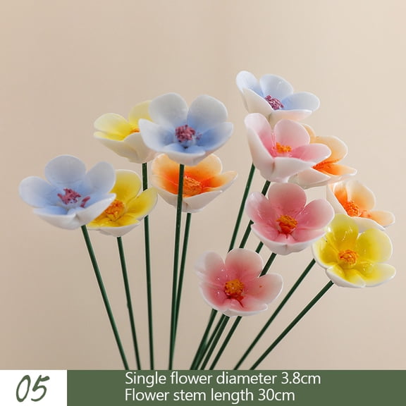 5pcs Ceramic Flowers High Temperature Handmade Simulation Flowers Eternal Life Flower Decorations Creative Gifts Home Furn