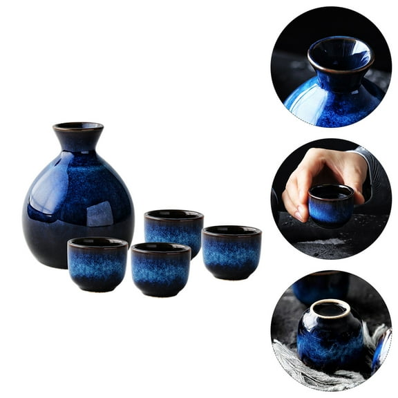 SEWCHICS Retro Japanese Tea Cup and Pot Set Assorted Colors for Home and Restaurant Use 4.3x3.3x1.7in Ceramic Tea Set