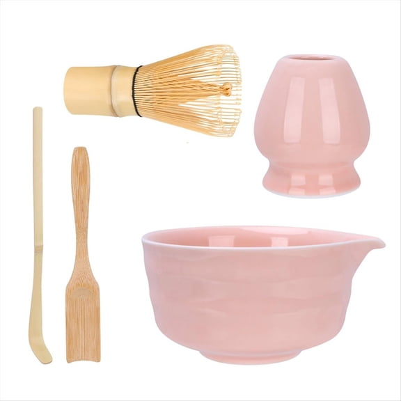 5Pcs Japanese Ceramic Matcha Gift Box Matcha Tea Set with Whisk Spoon and Bowl Sumptuous Grinder Brush Tea Tools,5pcs * Ceramic Matcha Bowl set,Pink