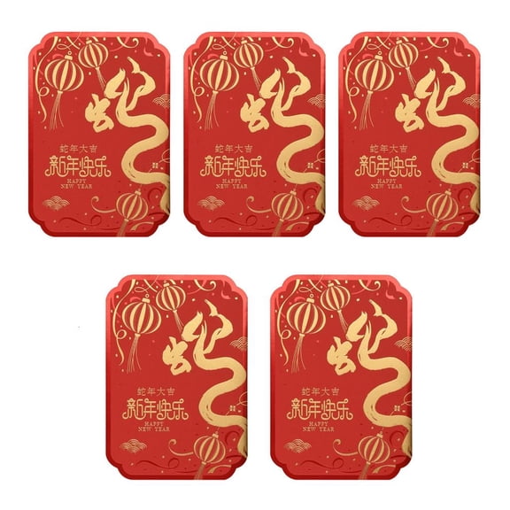 5pcs Chinese New Year Greeting Cards Year Of The Snake Invitation Card for Festival Celebration Spring Festival Card
