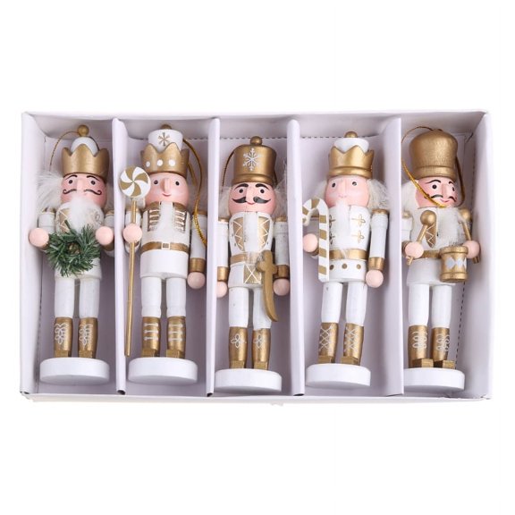 5pcs Christmas Elements Cartoon Solider Nutcracker with Weapon Popular Holiday Birthday Party Supplies for Kids Adults