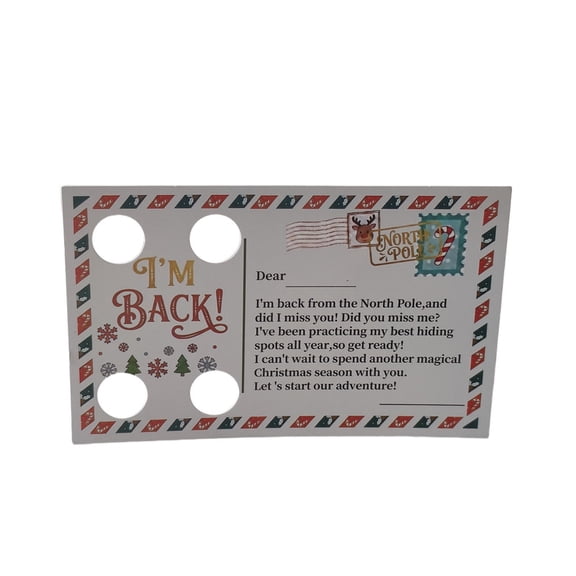 5pcs Christmas Elf Arrival Postcard Props, Elf Arrive Card Pros, I'm Back Christmas Holiday Prop, Welcome Back Elf Mail, Elf Return Letter Prop