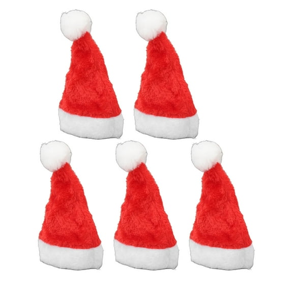 5pcs Christmas Pet Hat Red Plush Elastic Band Dog Cat Cute Pet Santa Hat for Holiday Party Costumes