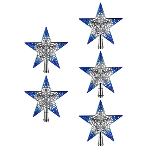 ETEREAUTY Christmas Tree Topper Multi-Color 5Pcs Plastic Star Hollow Out
