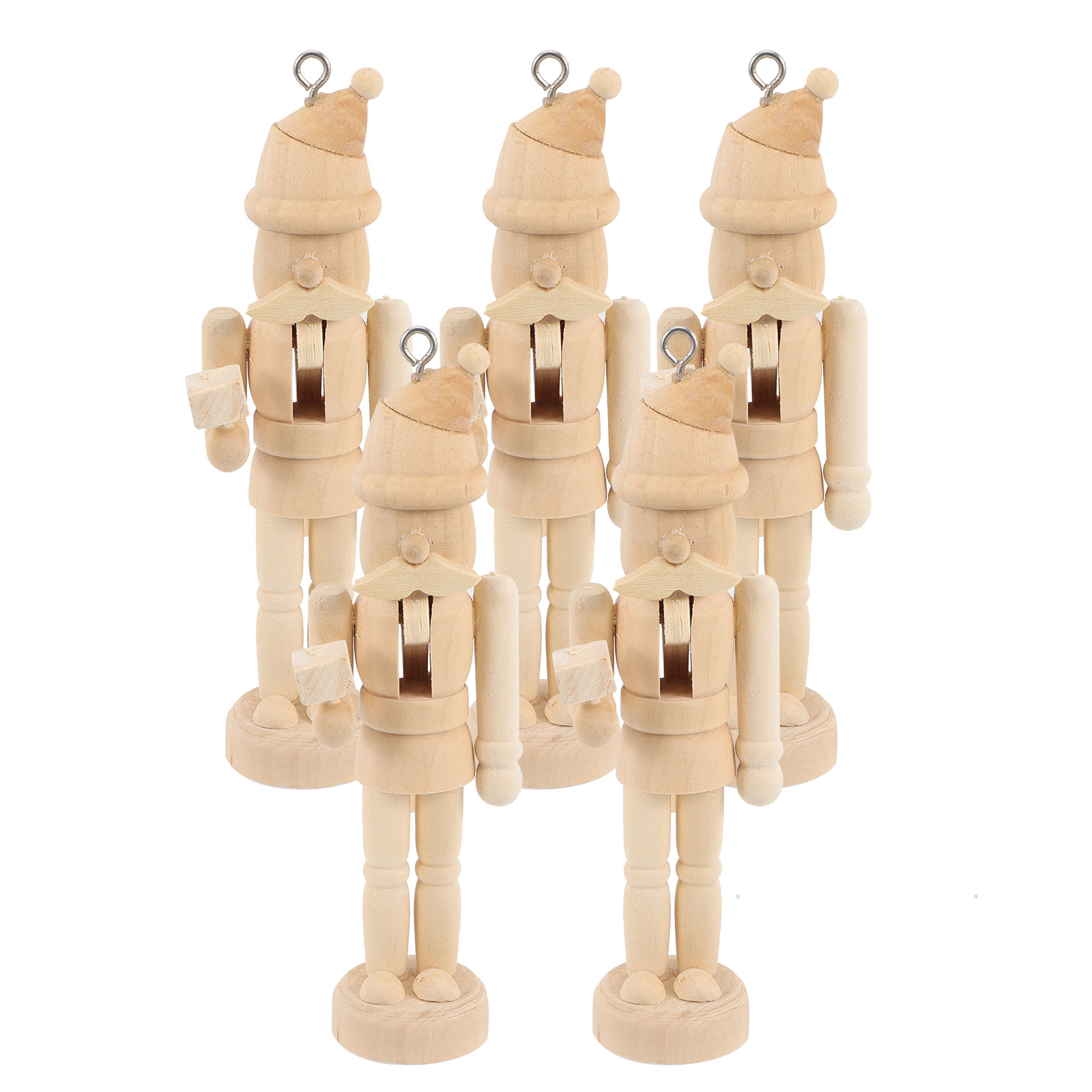 5pcs Christmas Unfinished Nutcracker Christmas Wooden Nutcrackers DIY