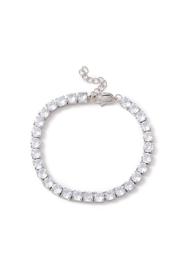 5pcs Classic Cubic Zirconia Tennis Bracelet 304 Stainless Steel Jewelry for Women Stainless Steel color Clear 7-1/8 inch(18cm)