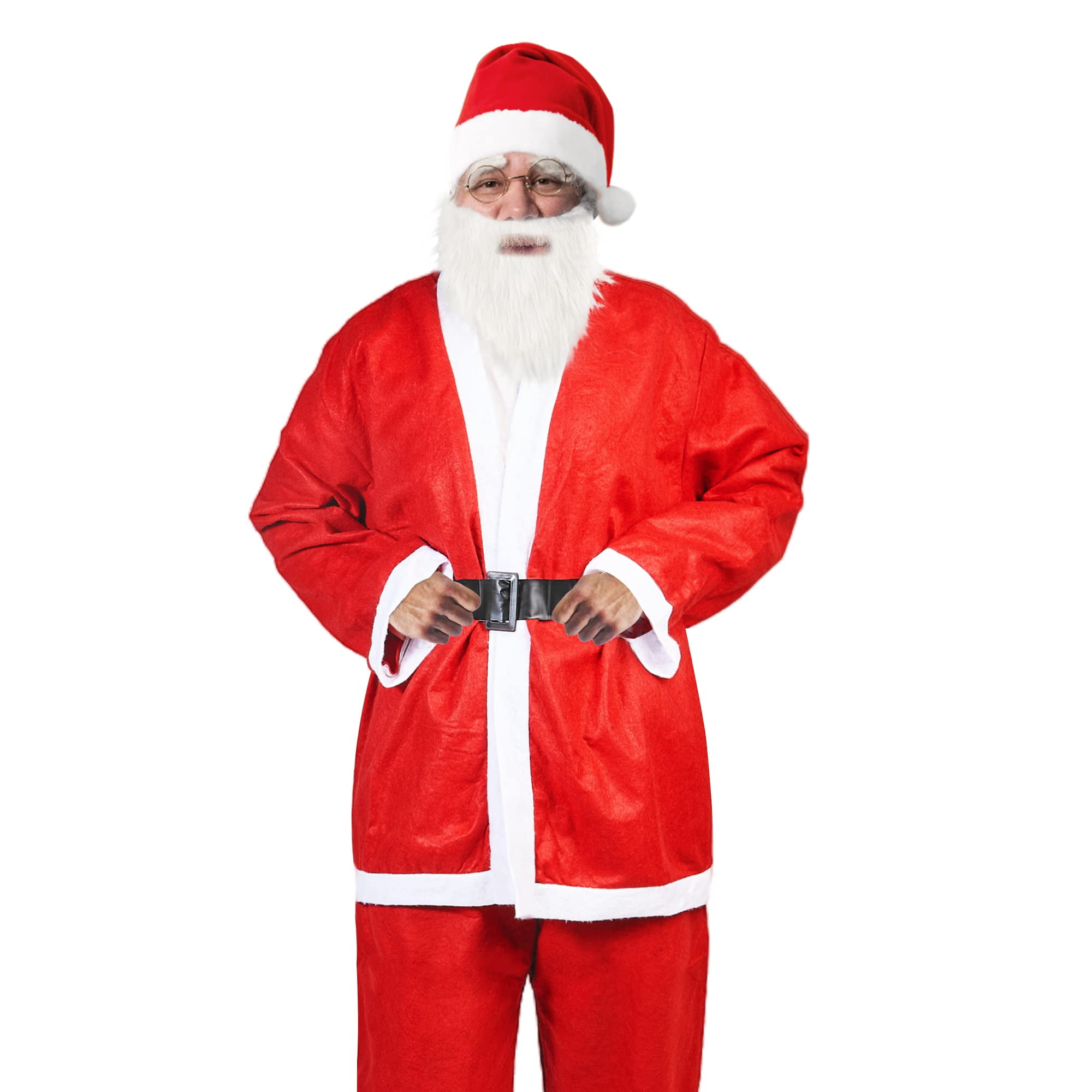 5pcs Classic Santa Claus Suit for Adults,Adjustable Size Santa Costume
