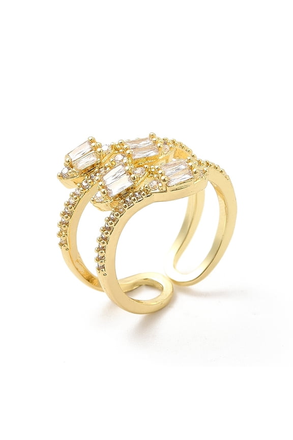 5pcs Clear Cubic Zirconia Snake Open Cuff Rings Brass Jewelry for Women golden Size 5 1/4(15.9mm)