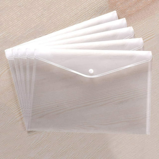 5pcs Clear Document Folders Transparent Filing Envelopes Waterproof